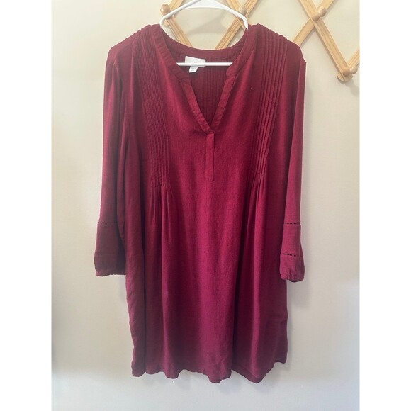 J Jill women’s red long sleeve dress size large petite balloon knit sleeves - Picture 1 of 5